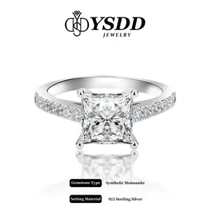 【#46 Classic】1-2Carat Princess Cut Synthetic Moissanite Rings in 925 Sterling Silver