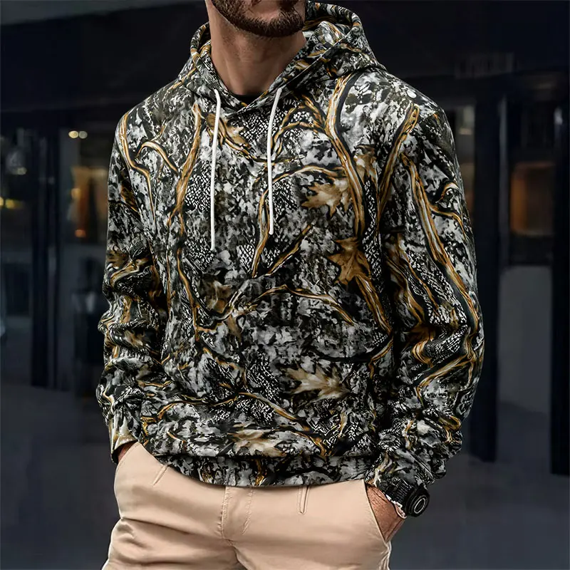 Men's Camouflage Hooded Sweatshirt - Autumn Winter Stylish Brand Personalized Printed Long-Sleeve Top, Street Casual Menswear