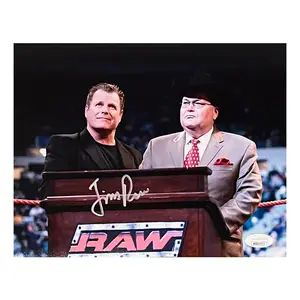 Jim Ross Signed 8x10 WWE Photo With Jerry The King Lawler JSA