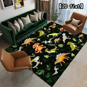 2D flat dinosaurs active in the jungle area carpet, large area carpet, suitable for bedroom/study/living room/hotel/restaurant/mall/tea room, beautiful home decoration, outdoor carpet, Abstract Rugs