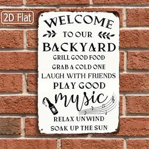 Aluminum Welcome Sign for Backyard Patio Garden Heavy Duty Weatherproof Outdoor Indoor Decoration Flat Grill Design Housewarming Gift