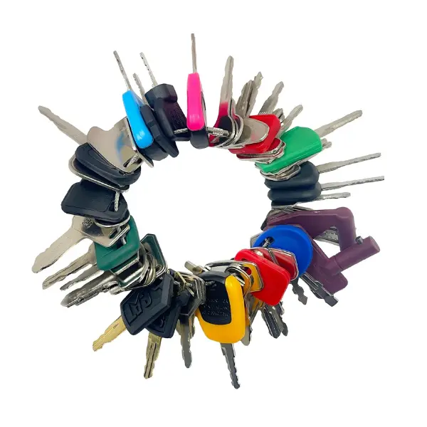 50pcs Heavy Equipment Master Key Set, Acrylonitrile Butadiene Styrene & Brass Corrosion-Resistant Ignition Keys for Construction Contractors Fits CAT, Case, John Deere, JCB, Hyster, JLG, Komatsu, Kubota, Yanmar, New Holland, Takeuchi, Volvo, Construction