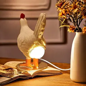 Funny Mini Chicken Egg Lamp Lifelike Resin Night Light USB Powered Soft Warm LED Home Decor Easter Gift Black Friday Deal