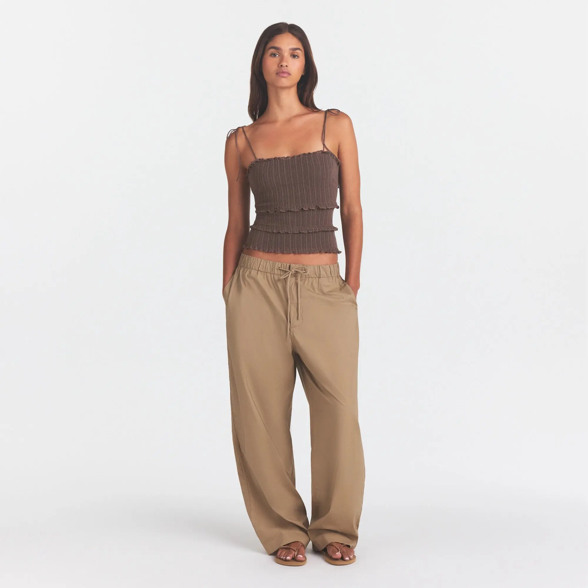 SKIMS WOVEN COTTON OVERSIZED STRAIGHT LEG PANT