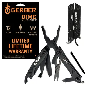 Gerber Gear Dime 12-in-1 Mini EDC Multitool - Needle Nose Pliers, Pocket Knife, Keychain, Bottle Opener - Gifts for Men, EDC Gear and Equipment Lightweight Butterfly Opening
