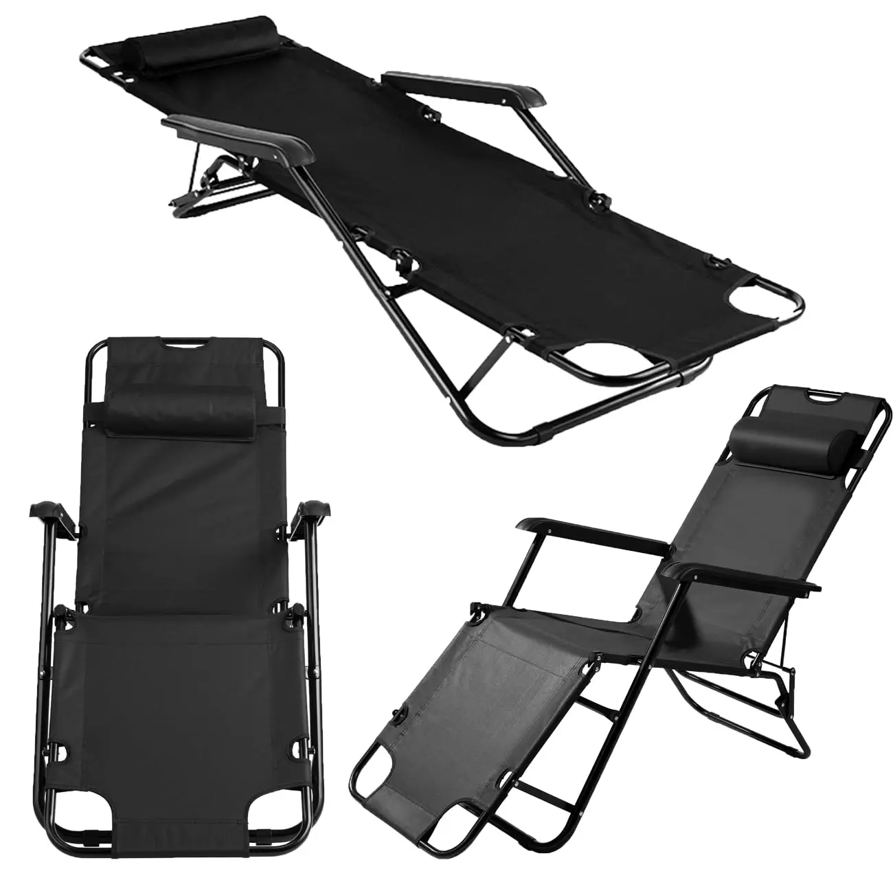 Adjustable Reclining Chaise Lounge, Dual-Purpose Steel & Oxford Folding Chair for Adults, Ideal for Camping and Poolside Outdoor Relaxation, Great Gift for Friends or Families, Collapsible, Compact