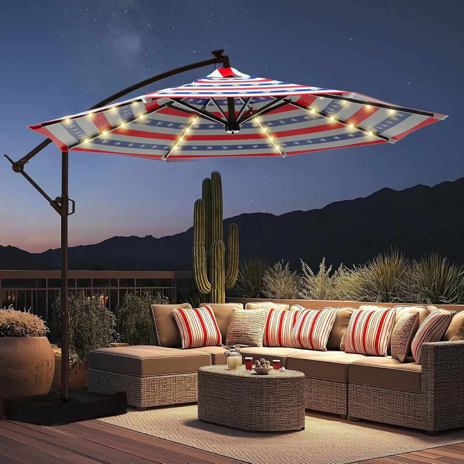 Solar LED Lamp Beads-Red/Blue Star-with Base