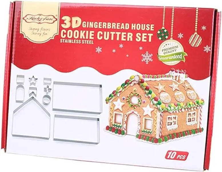 3D Gingerbread House Bake Baking Cookie Cutters Stencil NEW