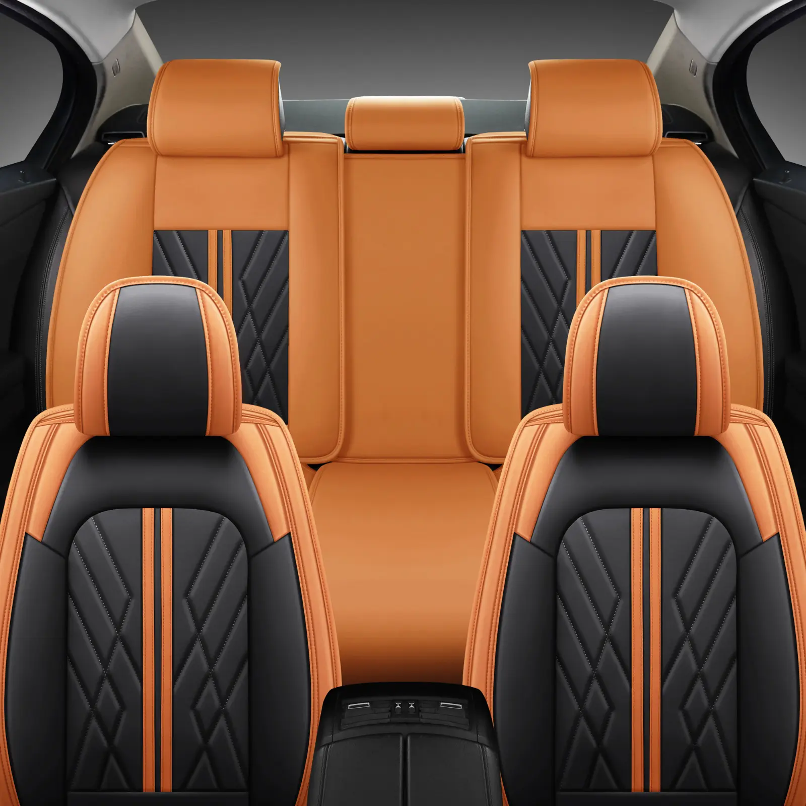 OTOEZ Luxury PU Leather 5PCS Universal Waterproof Automotive Seat Covers Full Set, Car Interior Protector, Car Seat Accessories