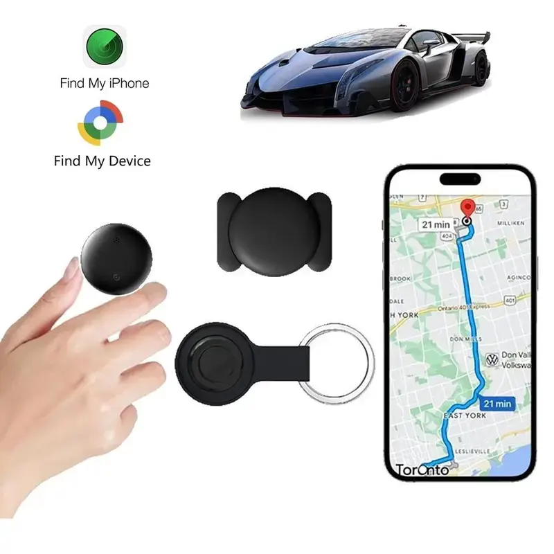 Portable GPS Tracker for Car,Mini Tracker Device with Weatherproof Magnetic Case-No Monthly Fee-Best Hidden GPS Trackers,Anti- lost Device,Works with Apple Find,Real-Time Wireless Tag for Vehicle