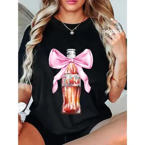 🎉 100% Cotton Unisex Coca-Cola Diet Coke With Cute Pink Ribbon Vintage T-Shirt