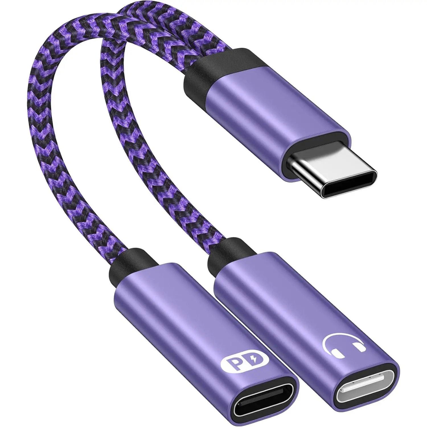 Dual USB C Dongle Splitter, 2 in 1 USB C Headphone Jack Adapter and Charger, Type C Audio Adapter with PD 60W    Dongle for  17 16 15 Pro Max Plus Air, iPad, ,
