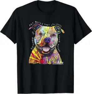 100% Cotton Beware Of Pit Bulls, Dean Russo Pitbull Original - Dog Lover T-Shirt