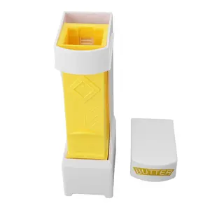 Butter Cutter Dispenser One Click Stick Butter & Cheese Slicer with Stainless Steel Blade Yellow & White Design