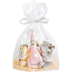 100 count 10 x 14 Inches Clear Cellophane  Bags with 3.1 Inches  Twist Ties,  for Goodies, Party Favors, and Holiday Gifts Wrapping