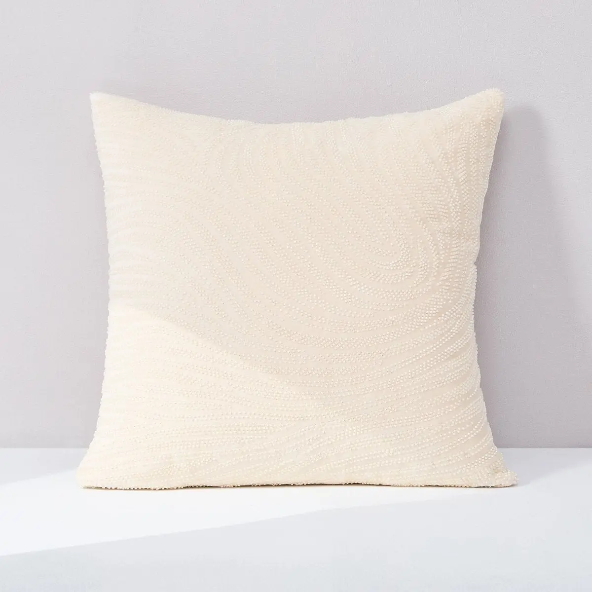 Lush Decor x Chuks Collins Swirls & Gills Velvet Decorative Pillow Cover All Seasons Shimmering Glass Bead Embroidery Invisible Zipper Modern Luxury Home Decor