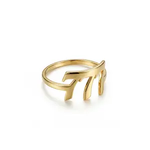 Angel Number Ring – Solid 925 Sterling Silver, Thick Real 18K Gold Plating – lucky number ring, personalized jewelry, custom jewelry, gold band, bridesmaid gift, monogram present – Gift for Her, Mom & Best Friend, Mother's Day, Anniversary & Birthday