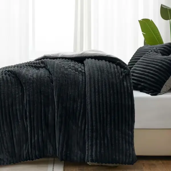 3 Pack 1 Set Queen Size Fleece Comforter Set - Super Soft Flannel Bedding, 100% Polyester Fill, Machine Washable, No Print, Heavyweight Warm Bed Set With 2 Pillow Shams Suitable For All Seasons