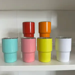 Mini Tumbler Shot Glass with Straw and Lid Colored Stainless Steel Sublimation Tumblers Double Wall Vacuum Insulated Cups, 3oz