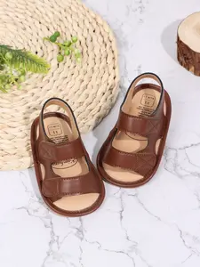 Boys' Plain PU Leather Sandals, Velcro Design, Non-Slip Flat Shoes, Casual Walkers, Walking Shoes Babies for Spring & Fall, 0-1 Year Old Baby Footwear