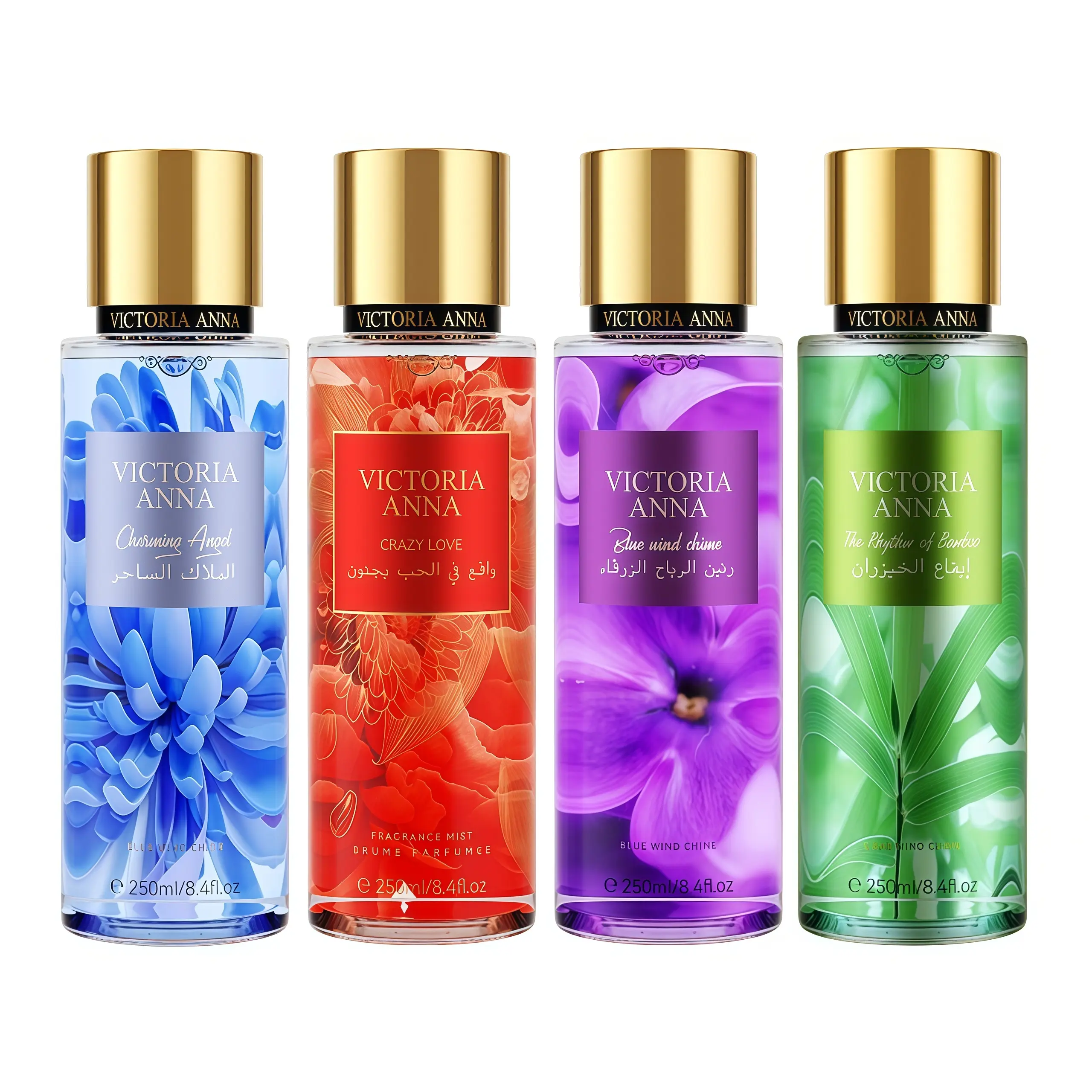 Victoria Anna Unisex Fragrances EDP - 4 Flavors Fruit&Flower Scent, Long-Lasting Single Item Body Spray, 250ml/8.4 fl.oz, Ideal for Dating, Gift Giving, Aromatic Fruity Fragrance, Elegant Alluring Fragrance