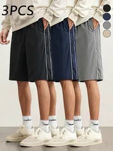 3-Pack Men’s Summer Striped Casual Shorts — Loose Fit, Versatile Sport Beach Shorts for Summer