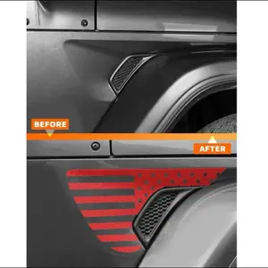 American Flag Fender Side Vent Decals for Jeep Wrangler 2018-2025 Vinyl Graphic Sticker Easy Peel Stick Exterior Trim Accessories Offroad Upgrades Car Styling Bold Rugged Design UV Resistant