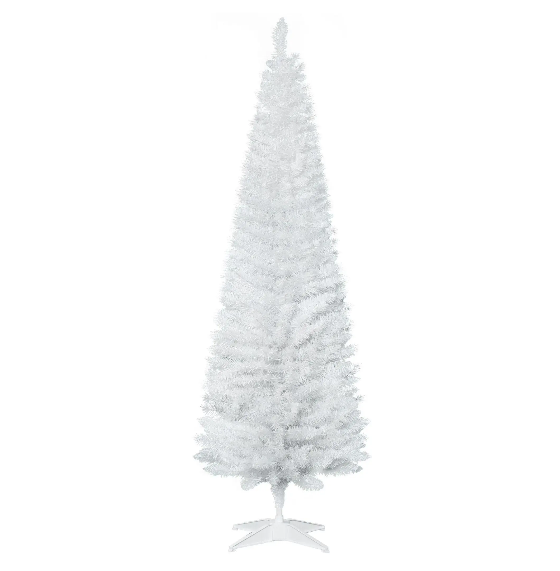 6ft Slim White Plastic Artificial Christmas Tree - Minimalist Home Decor Xmas Tree with 390 Tips, Metal Stand, Festive Decor