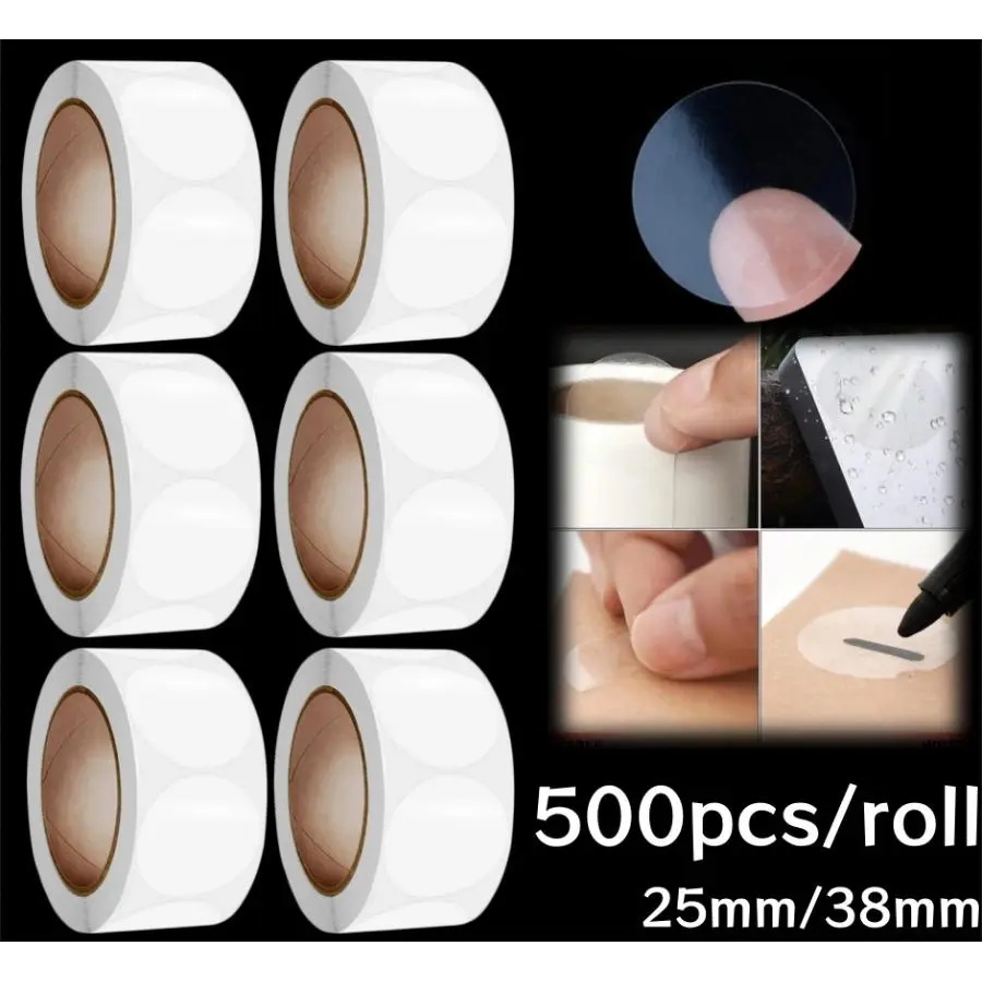 500Pcs/Roll Round Transparent Sealing Stickers 25/38mm Self-adhesive Labels Envelope TabSealer Retail Package Clear Seal Labels