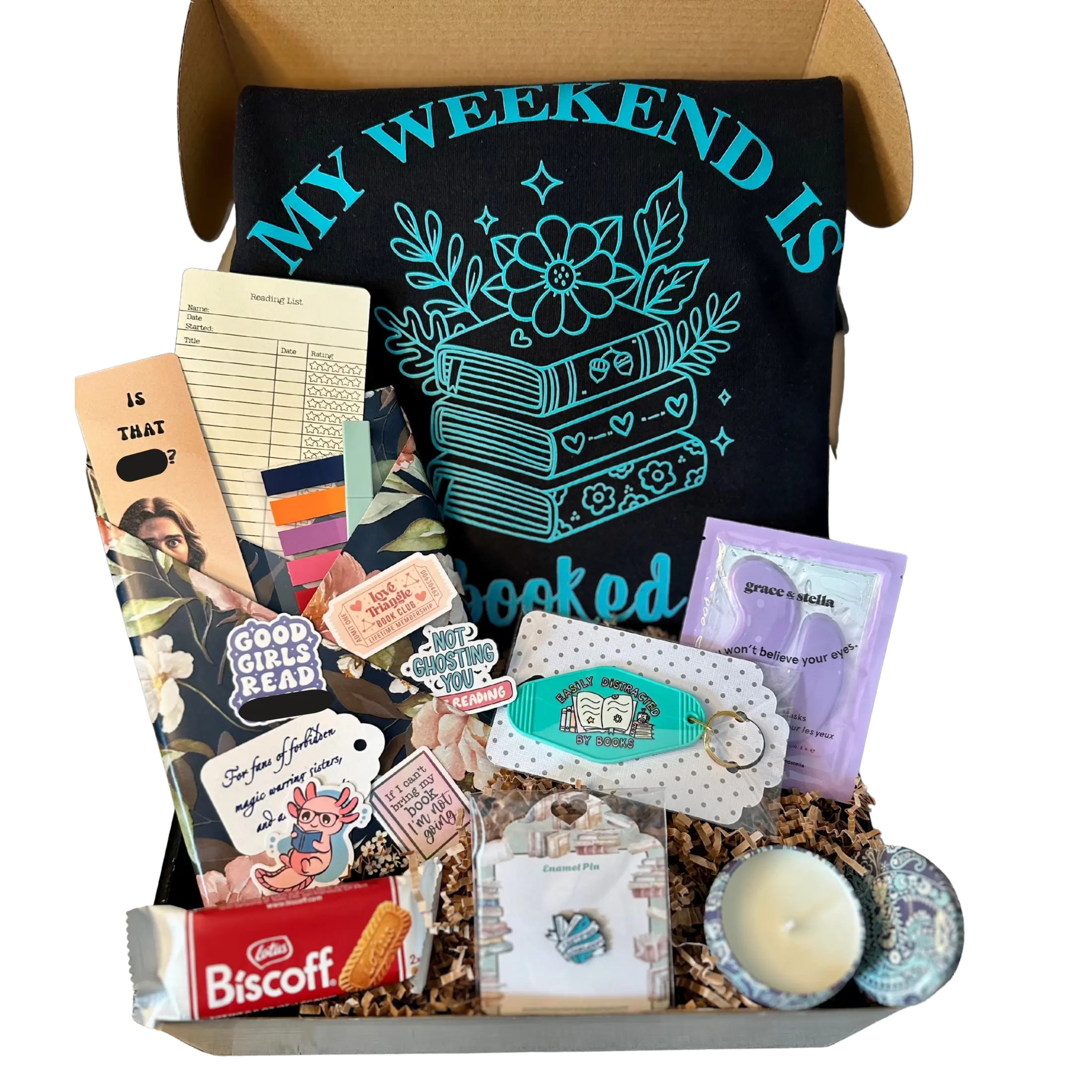 Blind Date with a Book Value Box - Perfect Gift for BookTok, Bookish Sweatshirt, Stickers, Annotation Tabs, Cozy Extras