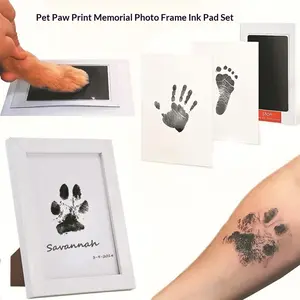 pet Paw Print Kit, 4-Pcs Ink Pads + 2 Photo Frame, Mess-Free Paw Print Stamp Pad for Dogs & Cats, Clean Touch Ink Pad, Dog Paw & Nose Print Kit, Keepsake Gift For Dogs And Cats, Memorial Gift, Memorials imprint card, Pet Print Photo Frame Kit