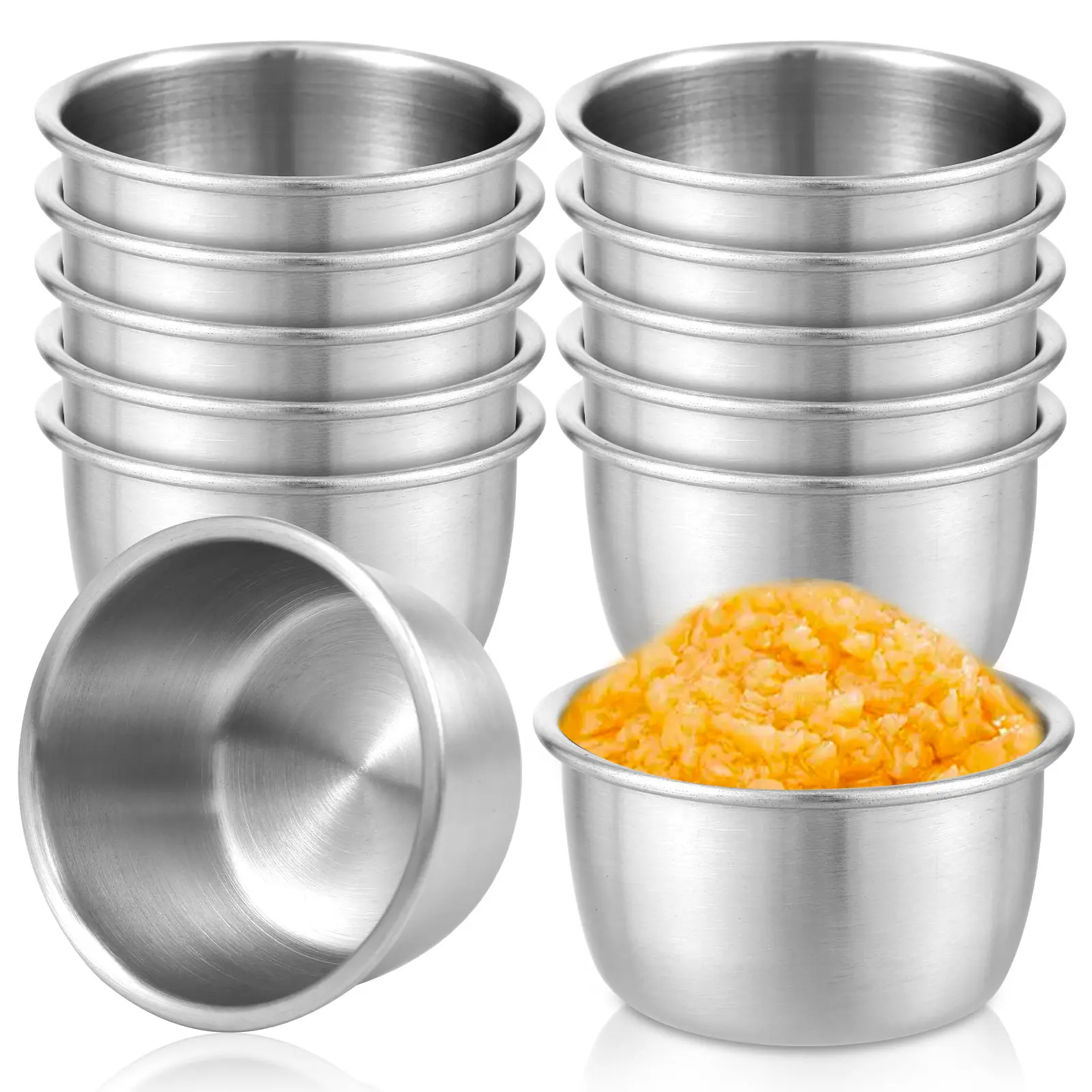 Stainless Steel 12 Count Sauce Dipping Bowl Mini Reusable Dipping Cups 45/55ml - Set of 45/55ml Dishes for Tableware Use 5.5Cm-45Ml laundry basket