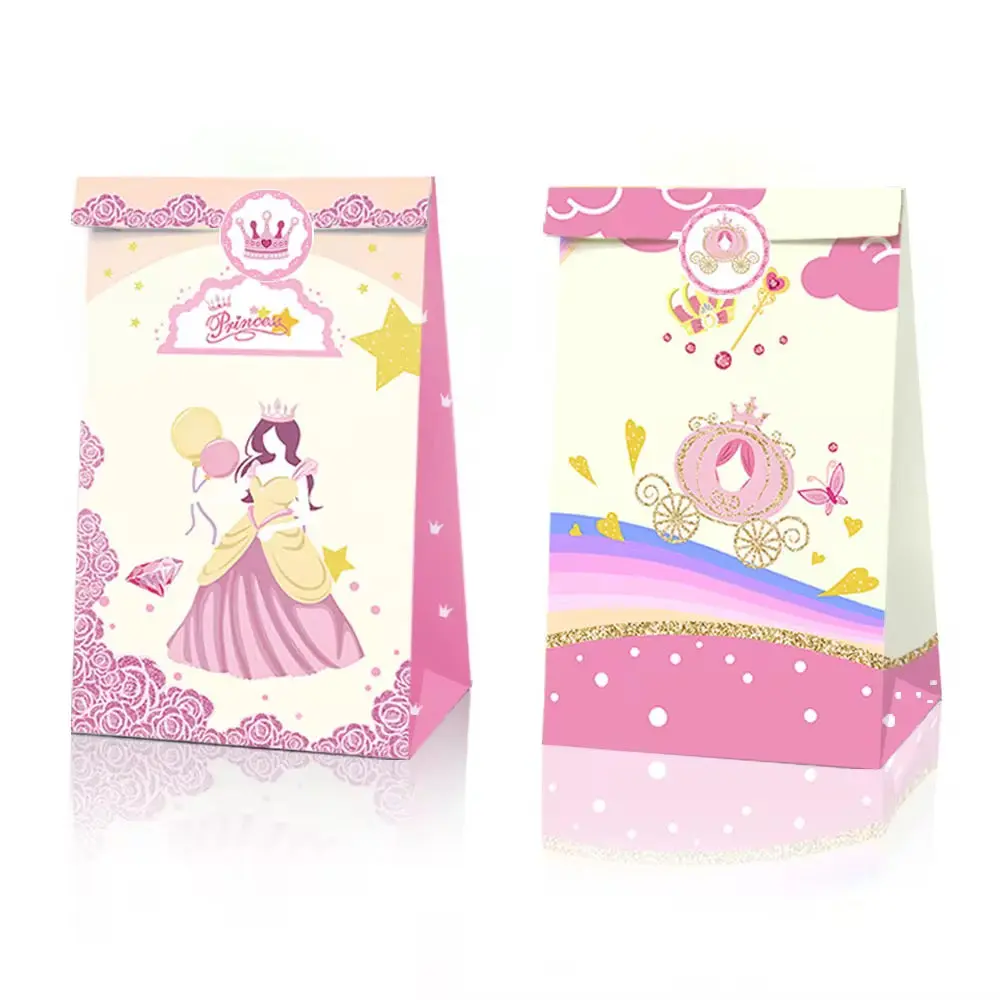 Set of 12 Princess Party Favor Bags with Stickers – Kids Goodie Bags