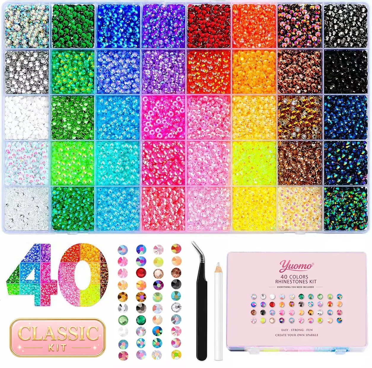 40000Pcs 40Colors Jelly Flatback Rhinestones, Synthetic Diamond Art Beads Kit for Nail Art & Shoes, Graduation Gifts for Her Class of 2026, Mid Year Sale Deals dly