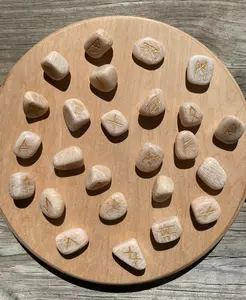 Peach Moonstone Crystal Rune Set