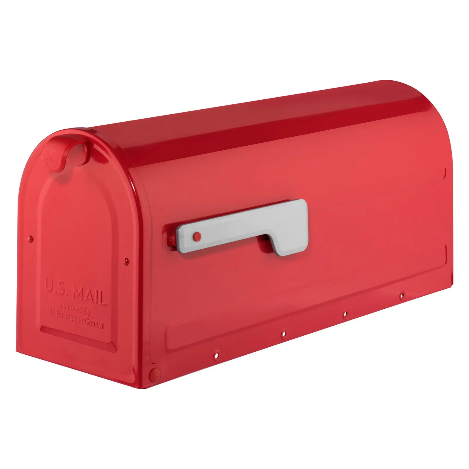 Architectural Mailboxes MB1 Post Mount Mailbox - Red with Silver Flag - Medium