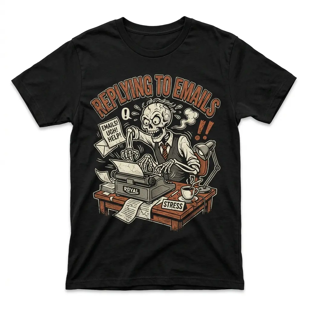 Replying To Emails Skeleton Typewriter Stress Men's T-shirt, Pure Cotton T-shirt cotton graphic tees men's summer t shirts good graphic tees