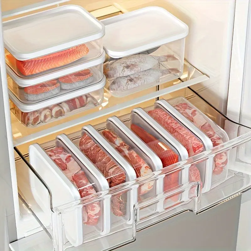 6pcs Freezer Storage Containers - Flip-Top Lids, Leak-Proof Stackable Food-Grade Polypropylene Sealed Boxes, Freshness Preservation Containers, Ideal for Grains, Meat, Fruits, and Vegetables - Perfect for Kitchen and Pantry Organization