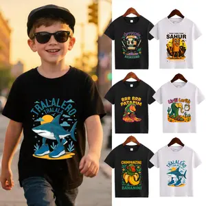 Italian Brainrot Gen Z Humor Meme Kids Tung Tung Tung Sahur Tralalero Tralala Teen Boys Girls T-Shirt Cappuccino Assassino Graphic Tee for Everyday Wear