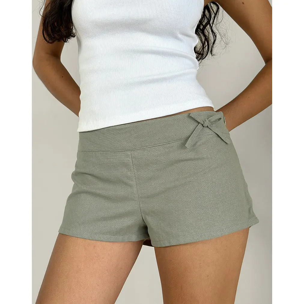 Blazy Tie Short in Linen Slate Green