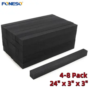 4-8 Pack Acoustic Foam Corner Blocks Set For Finishing Wall Corners In Studio Home Theaters, 25 kg/m³ High Density Sound Proof Foam Panels Noise Absorbing Blocker Box Soundproofing Foam Corner Set 24" x 3" x 3" / 60cm x 7.5cm x 7.5cm - Black