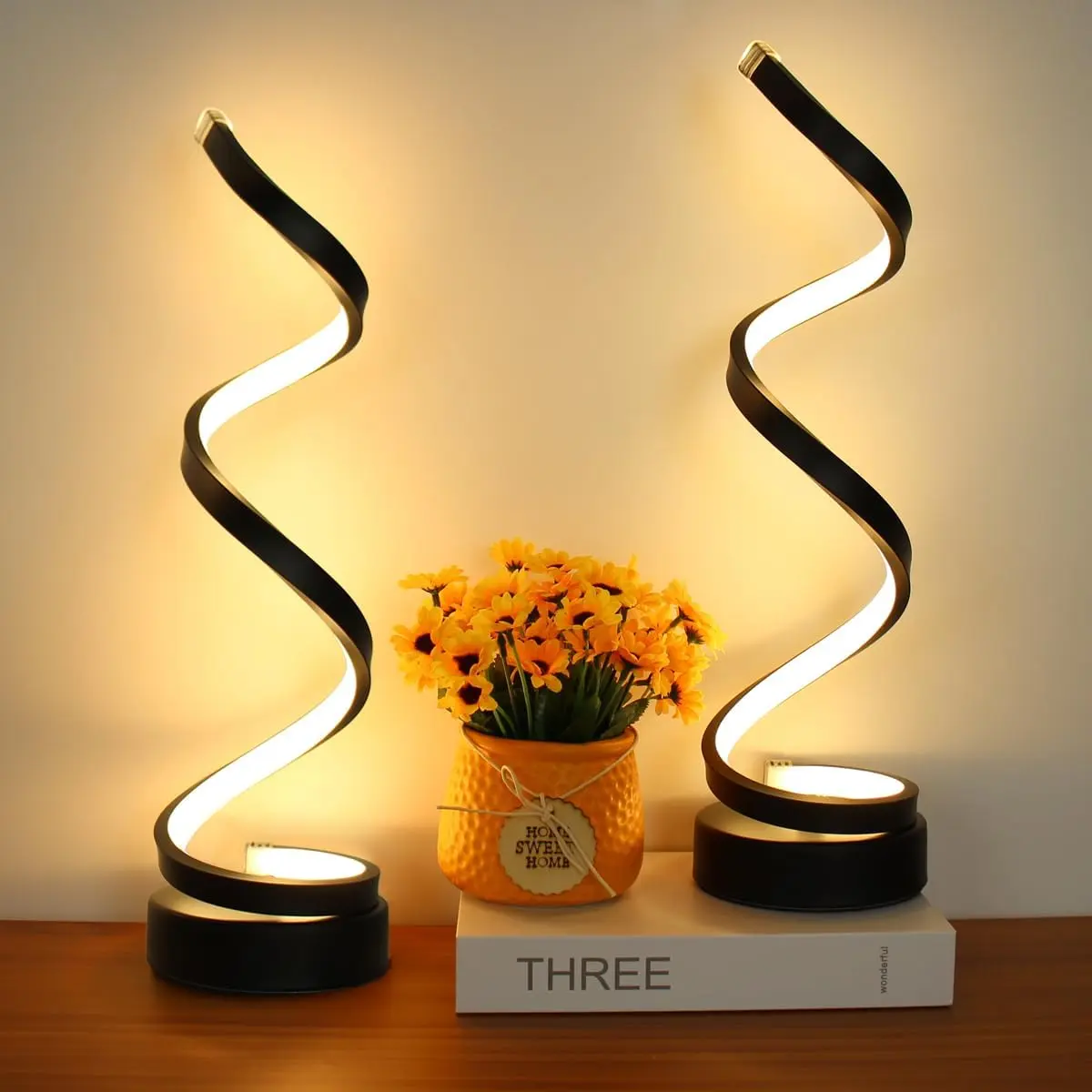 USB Powered LED Desk Lamp - Spiral & Classic Vintage-Inspired Design, 3 Color Dimmable Touch Control, Warm Ambient Light for Bedroom, Living Room, Home Office & Study Room - Modern Creative Indoor Nightstand Lighting, Table Lamps, Led Strip