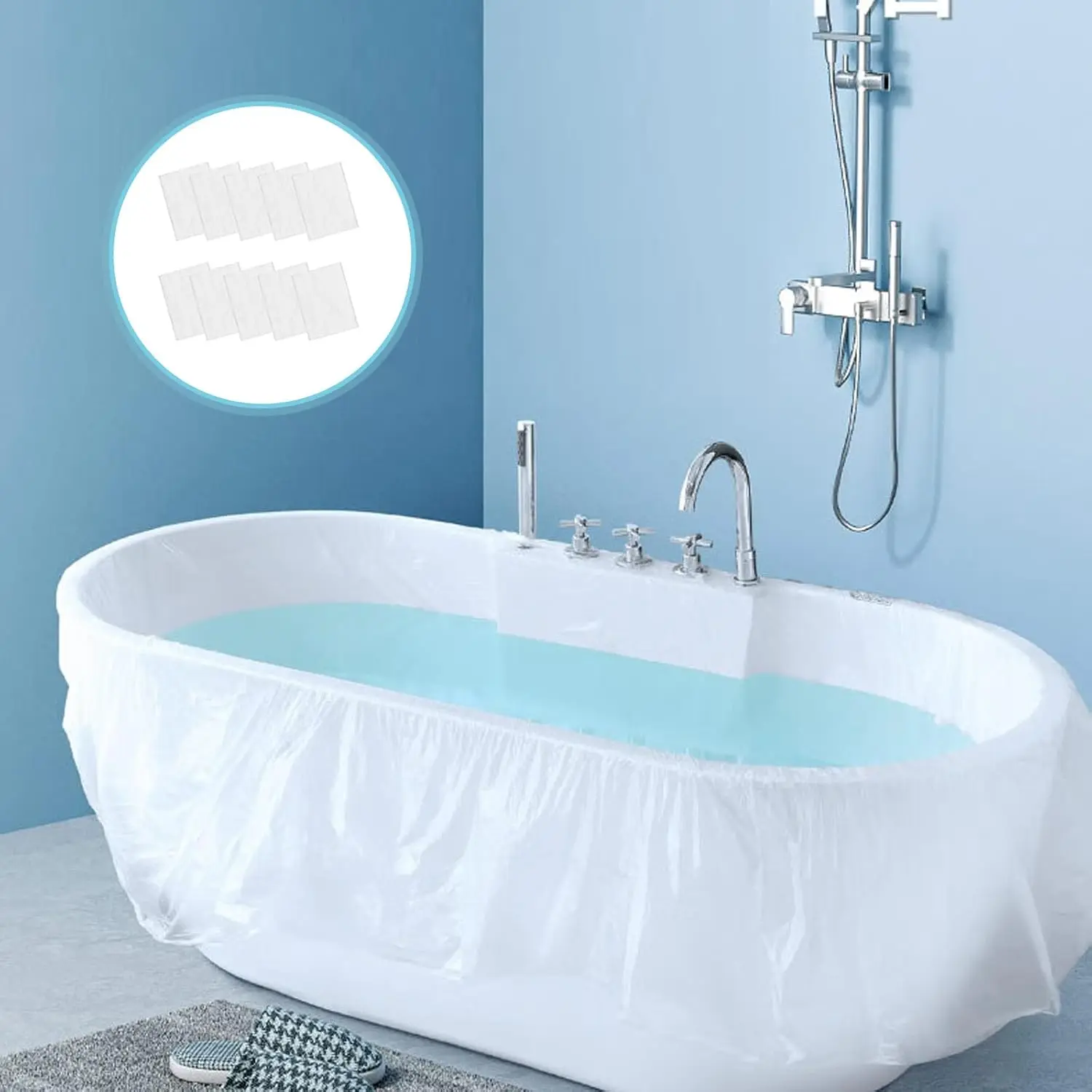 10 Pack Disposable Bathtub Cover Liner Film Plastic Tub Bag| 102x47 Inch Large Transparent Thickened Bathroom Liners, Household Hotel Traveling Bath Tubs Salon Body Protection Sheets
