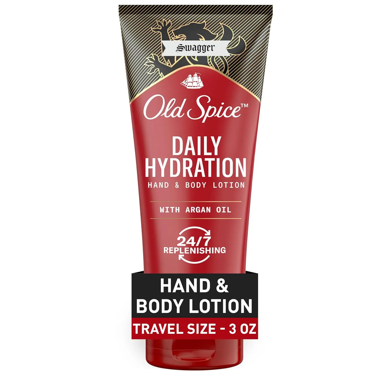 Old Spice Body Lotion for all skin types, Travel Size 24/7 Lightweight Moisturization with Amazing Scent for Face, Hand and Body, Swagger Scent of Cedarwood, Instant Absorption, 3oz