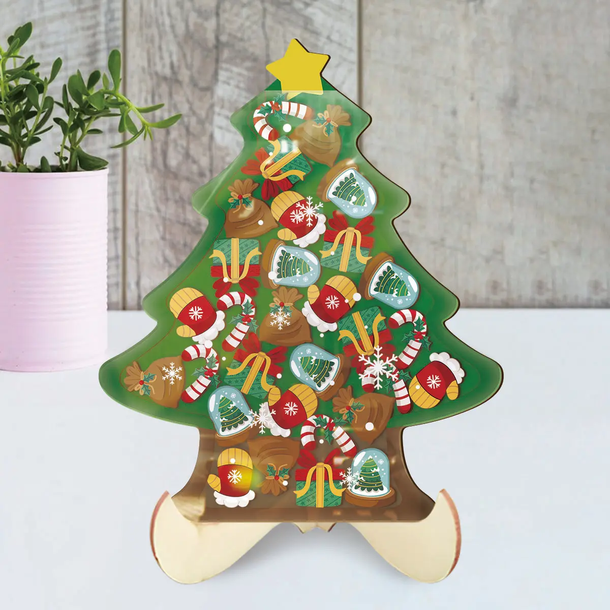 1 Set Reward Jar Wooden Christmas Tree Shaped Reward Jar with 30pcs Colorful Cute Accessories Behavior Achievement Encourage Reward System Creative Teacher Classroom Behavior Management Tool Desk Decor Christmas Gift
