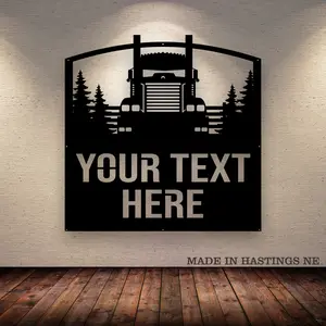 Kenworth Trees Fence - Your Text Here - Metal Monogram Wall Art Sign