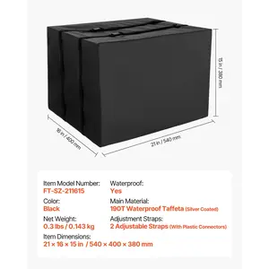 VEVOR Air Conditioner Cover, 20.87x 15.75x 14.96 inch Ac Cover for Air Conditioning Unit, Double-Layer, Waterproof Polyester Fabric, Adjustable Shoulder Strap, Universal Size for Outdoor Outside