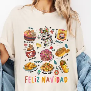 Feliz Navidad T-Shirt and Sweater for women, cute, stylish and comfortable Pullover Womenswear Hoodie Sweatshirts Tops Lady Comfort Crewneck Round Neck Casual Long Sleeve