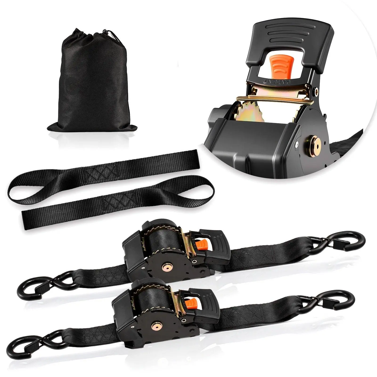 【summerfinds】VEVOR Retractable Ratchet Straps, 2 in x 10 ft, Tie Down Straps with S Hooks, 3033 lbs Break Strength, 2 Soft Loops, Tie Down Ratcheting for Moving, Trailers, Motorcycles, Kayaks, Car Roof, 2 Pack