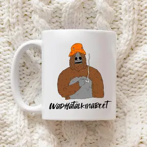 The Big Lez Sassy Smoking Mug, Funny Office Gift, Retro Adult Cartoon Fan, Double Side Printed Cryptid Bigfoot Sassy The Sasquatch Coffee Cup